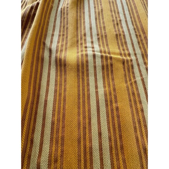Vintage 70s pleated curtain, orange yellow, herringbone vertical stripes - Picture 2 of 10